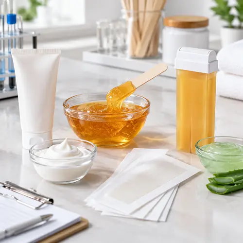 Hair removal product samples reviewed on a clean development bench
