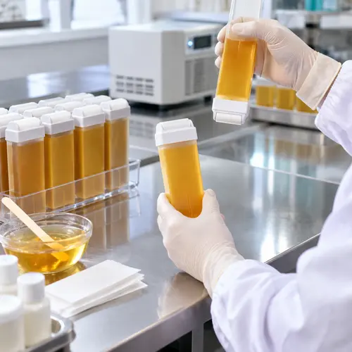 Roll-on wax cartridge leakage inspection during hair removal packaging quality control