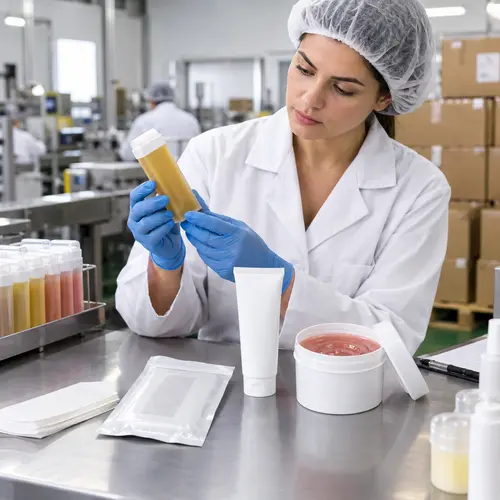 QC inspection of wax cartridges, wax strips, depilatory cream, and hard wax packaging