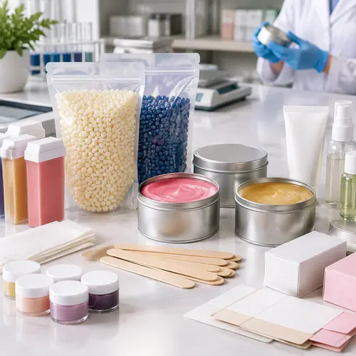 Hard wax bead pouch and soft wax tin samples reviewed for private label production