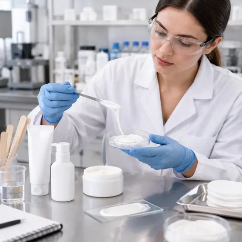 Depilatory cream sample review for texture and dispensing consistency