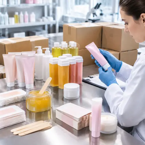 QC inspection of sustainable hair removal packaging and filled products
