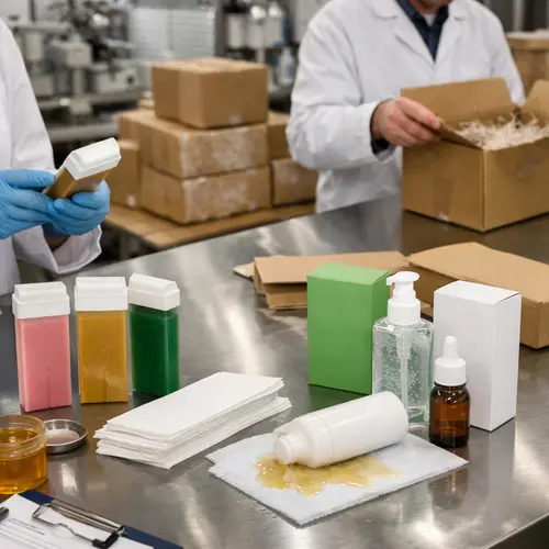 Quality-control inspection of roll-on wax cartridges wax strips and aftercare packaging
