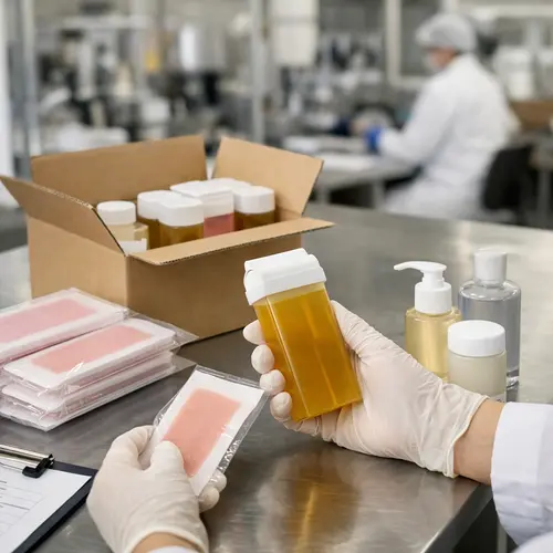 Hair-removal packaging and roll-on wax cartridge quality inspection before shipment