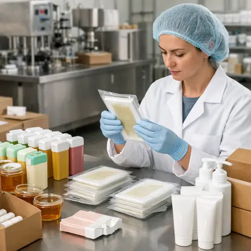 Quality-control inspection of wax strips roll-on cartridges and depilatory cream packaging