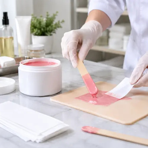 Depilatory wax texture and removal performance review at a salon workbench