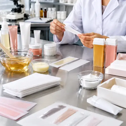 Depilatory cream samples and wax strip packaging compatibility check