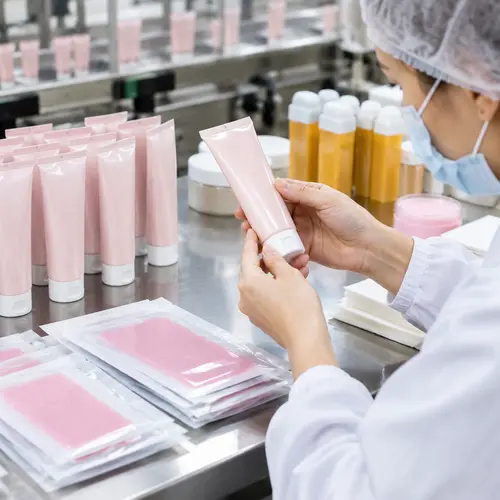 QC inspection of depilatory cream tubes and wax strip packaging