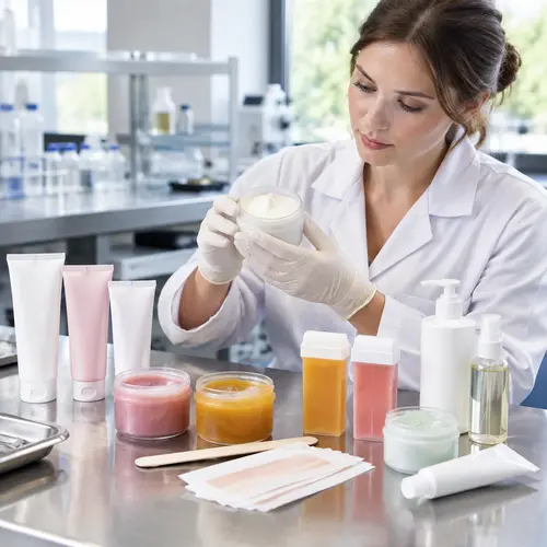 Depilatory cream and wax packaging samples under compatibility review