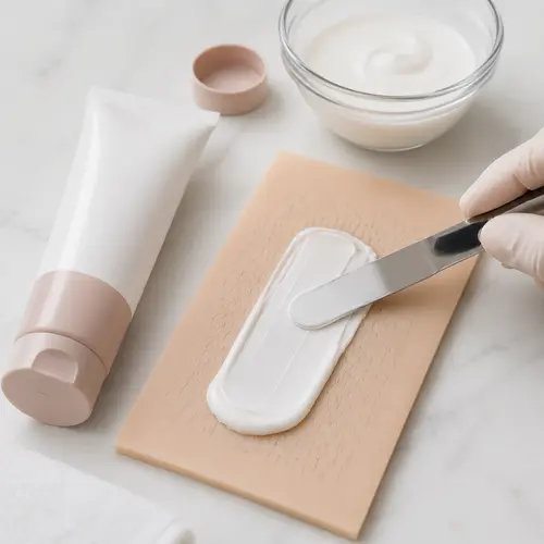 Depilatory cream sample texture and packaging compatibility review