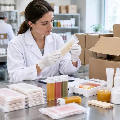 QC inspection of wax strip packaging and roll-on cartridge leakage