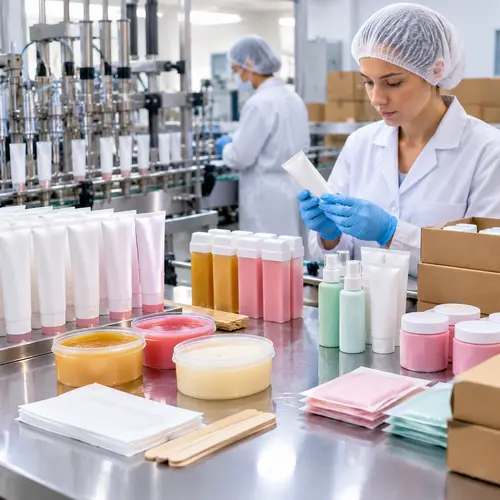 Private-label hair removal products during filling and packaging quality inspection