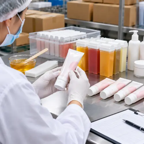 Quality inspection of depilatory cream tubes and roll-on wax cartridges for leakage and packaging deformation