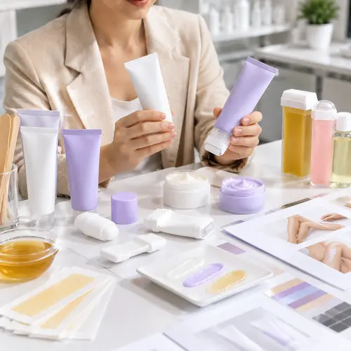 Depilatory cream packaging sample review with standard and applicator tubes