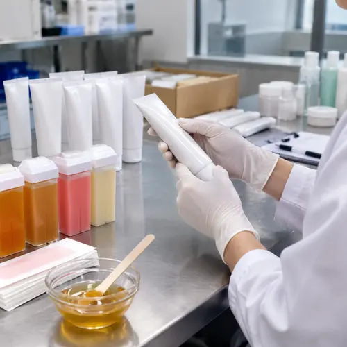 Hair-removal packaging quality inspection checking depilatory cream tube and roll-on wax cartridge leakage