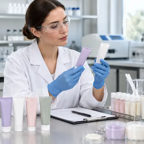 Depilatory cream sample review in a hair removal formulation lab