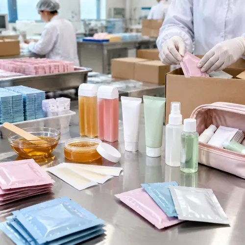 Hair removal sampling sachets and starter kit packaging inspection