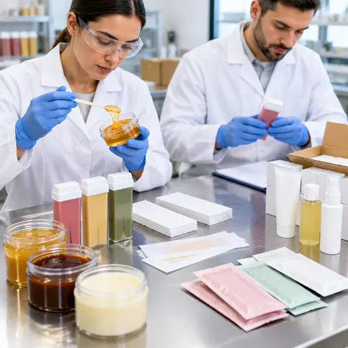 QC inspection of private label waxing products and aftercare kit packaging