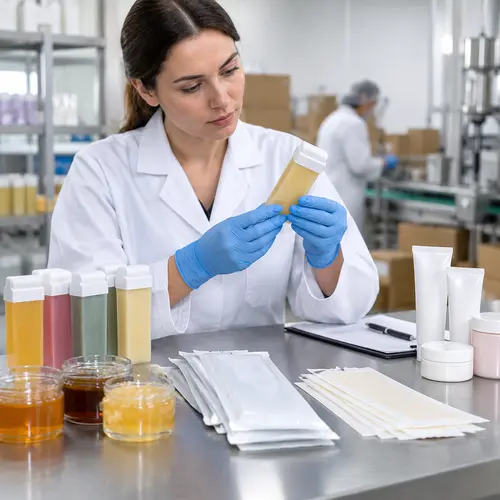 QC inspection of roll-on wax cartridges, wax strips, and depilatory cream samples