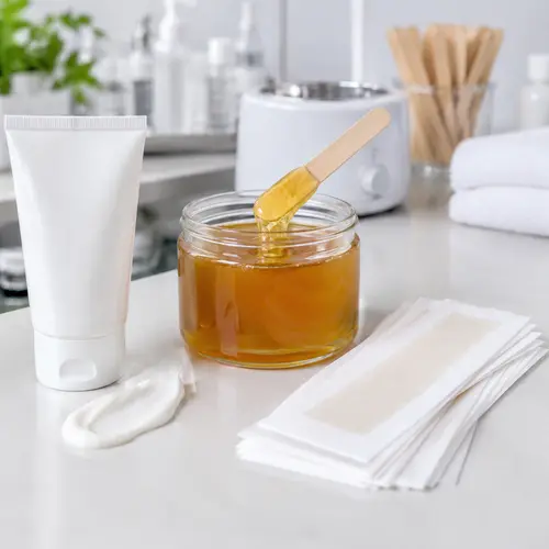 Depilatory cream, sugar wax, and wax strip samples under buyer review