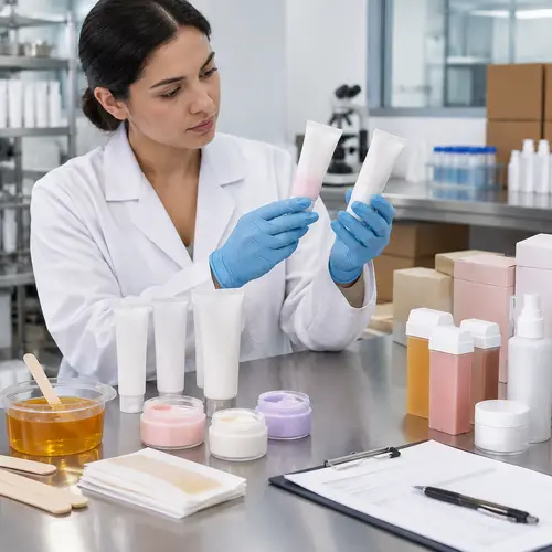 Depilatory cream sample and packaging compatibility review at a manufacturing facility