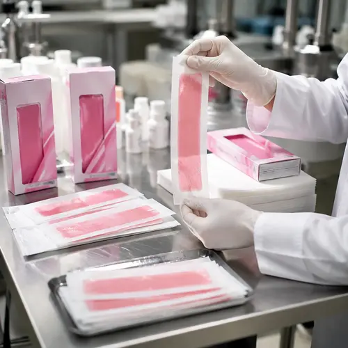 Wax strip packaging and coating quality inspection for private label hair removal products
