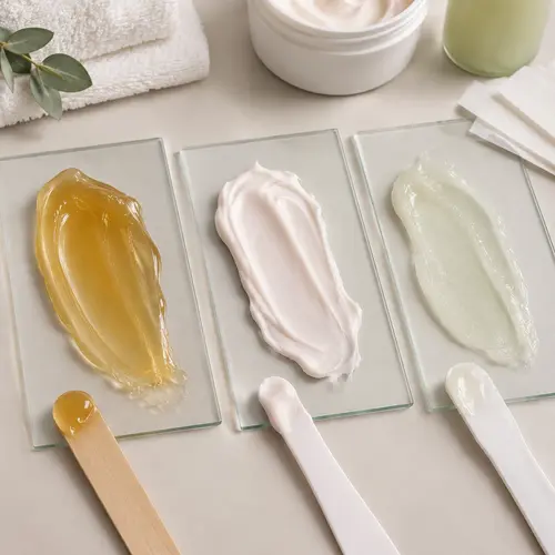 Depilatory cream sample review comparing texture and spread