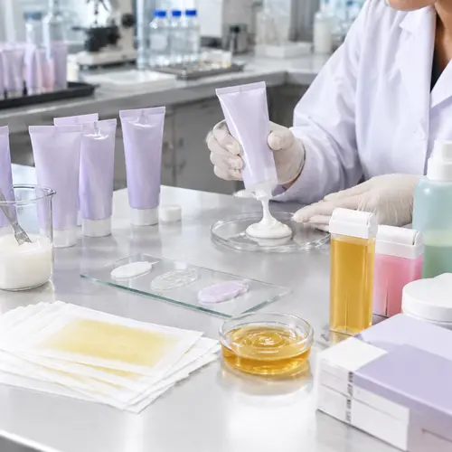 Depilatory cream sample texture and tube packaging compatibility check