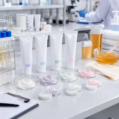 Depilatory cream sample review during laboratory stability testing