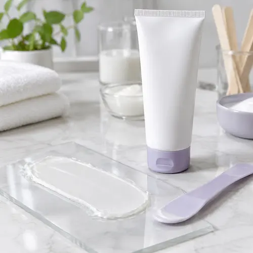 depilatory cream sample review with tube packaging and applicator