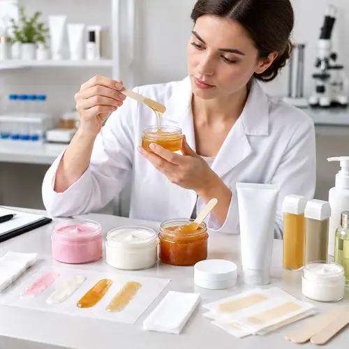 Depilatory cream and wax texture samples reviewed for custom hair removal manufacturing