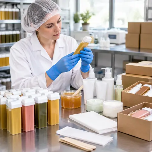 QC inspection of roll-on wax cartridges and aftercare kit packaging