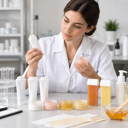 Depilatory cream sample review for texture and color consistency
