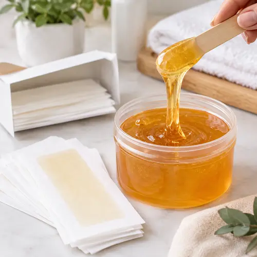 Sugar wax texture and wax strip packaging reviewed for an Amazon private label launch