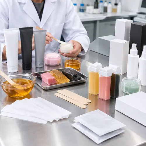 Depilatory cream and wax samples reviewed with final hair removal packaging