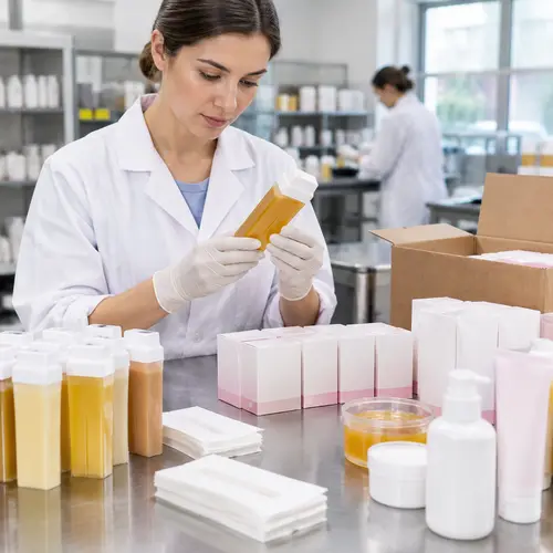 QC inspection of roll-on wax cartridges and wax strip packaging before shipment
