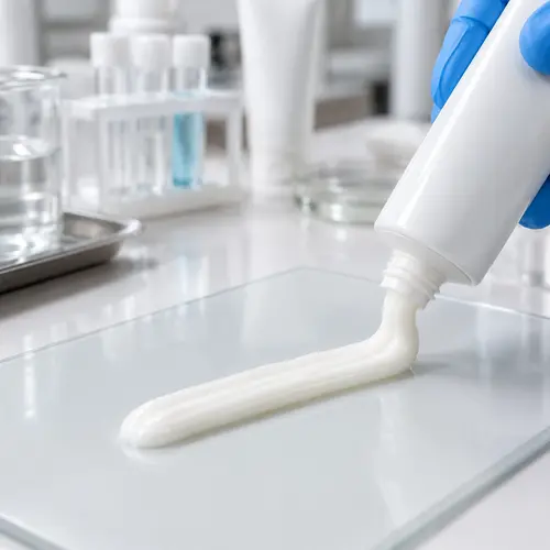 Depilatory cream sample review showing texture and dispensing consistency