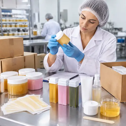 Wax product containers inspected for leakage and seal integrity after storage conditioning