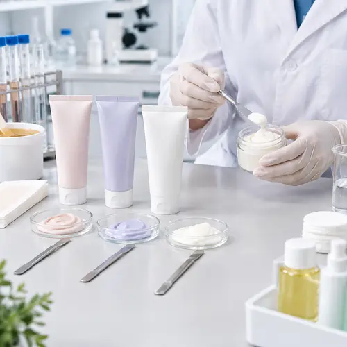 Depilatory cream sample review for different body areas in a formulation lab