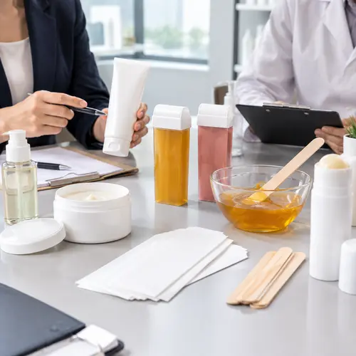 Hair removal product samples reviewed for regional formulation and packaging approval
