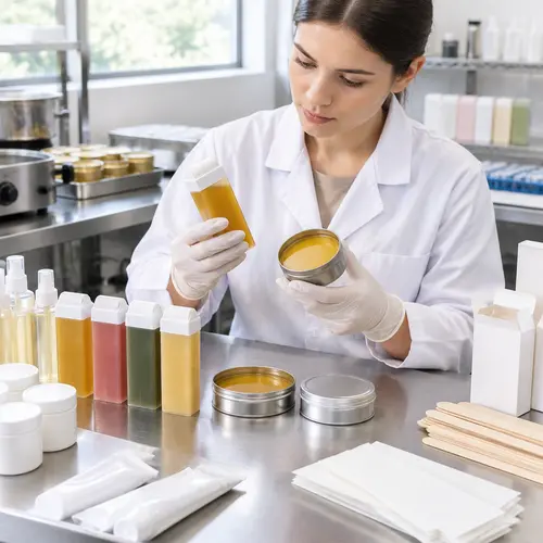 QC inspection of roll-on wax cartridges and wax tins before private label filling
