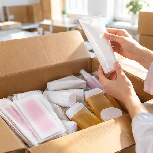 Checking depilatory cream tubes and wax strip booklets for leakage and packaging deformation after shipment