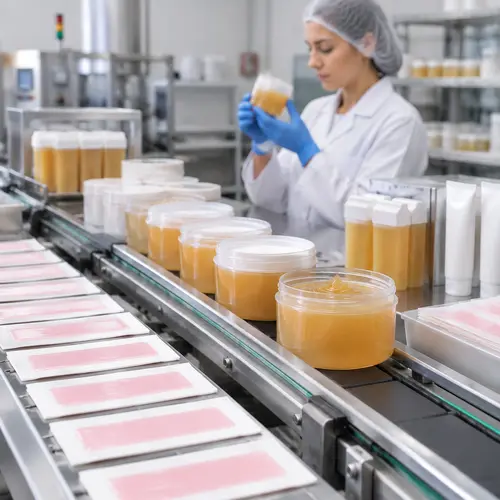 Wax strip packaging and hot wax jars passing QC inspection on a filling line
