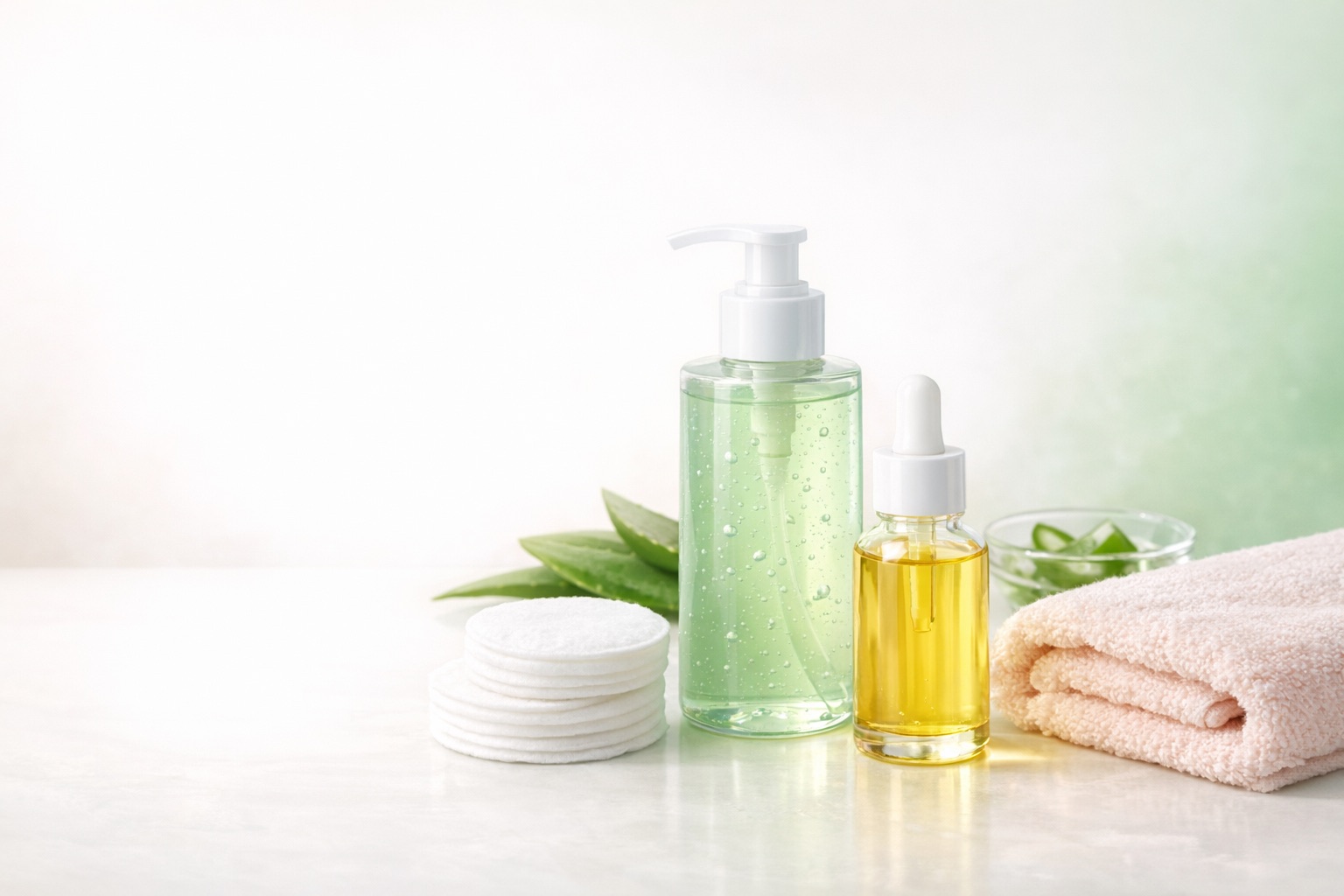 Post-depilation soothing aftercare products arranged as an OEM set